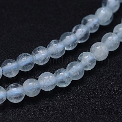2a naturelle ronde + aigue-marine brins de perles, 4mm, Trou: 0.5mm, Environ 119 pcs/chapelet, 15.5 pouce