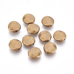 Perline in lega stile tibetano, cadmio & nichel &piombo libero, ondulato piatta e rotonda, bronzo antico, 12x12x4mm, Foro: 1 mm