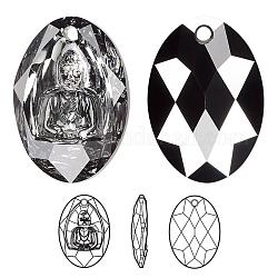 Austrian Crystal Pendants, Crystal Passions, Faceted Buddha, 6871, 001 SINI_Crystal Silver Night, 28x19.8x10mm, Hole: 2mm