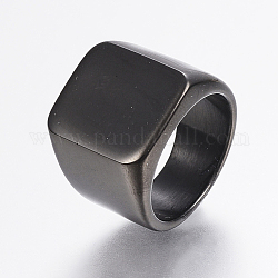 304 anillos de banda de sello de acero inoxidable para hombres, anillos de dedo de ancho de banda, Rectángulo, gunmetal, tamaño de 11, 21mm