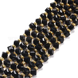 Natürlichen Turmalin Perlen Stränge, mit Glasperlen, facettiert, diagonale Würfelperlen, 5~6x5~6x4~5 mm, Bohrung: 1 mm, ca. 49~55 Stk. / Strang, 15.35''~15.75'' (39~40 cm)