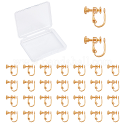 Creatcabin 20 Stück Messing Clip-On Ohrring Zubehörse, langlebig plattiert, echtes 18k vergoldet, 14x12x5 mm, 20 Stück / Karton