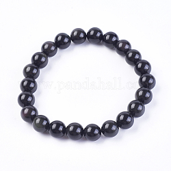 Bracelets extensibles en obsidienne arc-en-ciel naturel, ronde, 2 pouce ~ 2-3/8 pouces (5~6 cm), perle: 6 mm