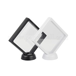 Acrylic Frame Stands, with Transparent Membrane, 3D Floating Frame Display Holder, Coin Display Box, Rhombus, Mixed Color, 15x15x5.5cm