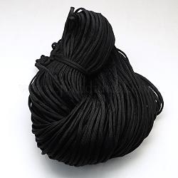7 Innenkerne Polyester- & Elasthan-Kordelseile, einfarbig, zur Herstellung von Seilarmbändern, Schwarz, 4~5 mm, ca. 109.36 Yard (100m)/Bündel, 420~500 g / Bündel