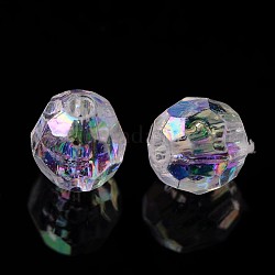 Perles acryliques transparentes écologiques, facette, ronde, couleur ab , clair ab, 6mm, Trou: 1mm, environ 5000 pcs/500 g