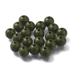 Bemalte Naturholzperlen, Runde, Olive, 16 mm, Bohrung: 4 mm