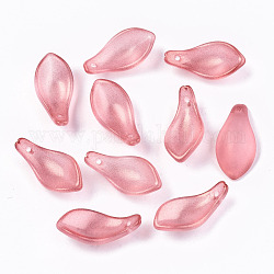 Transparent Baking Painted Glass Pendants, Frosted, Petal, Indian Red, 22~23x11x6mm, Hole: 1.2mm