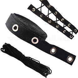 Gorgecraft 4 ярд черные хлопковые ленты с платиновыми кольцами с проушиной, для аксессуаров для одежды, с хлопковыми нитками 10 м, чёрные, лента: 3/4 дюйм (20 мм), Тема: 3мм