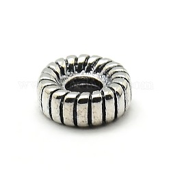 Perline europei foro grande stile tibetano di pneumatici in lega, argento antico, 8x4mm, Foro: 3 mm