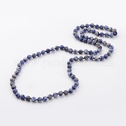 Collane di diaspro macchia blu naturale, collane di perline, tondo, smerigliato, 33 pollice