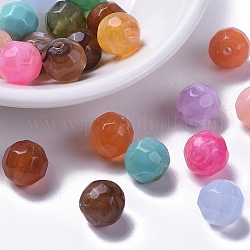 Perles acryliques mixtes, style de pierres fines imitation, facette, ronde, 11mm, Trou: 2mm