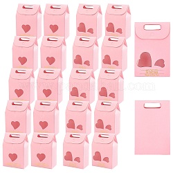 Nbeads 20 шт. 2 стильные прямоугольные бумажные пакеты с ручкой и прозрачным витриной в форме сердца, для хлебобулочных, печенье, конфеты, подарочный пакет, розовые, 6x10x15.4 см, 10шт / стиль