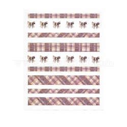 Calcomanías de uñas de arte calcomanías, autoadhesivo, para decoraciones con puntas de uñas, Patrón de tartán, marrón rosado, 101x78.5mm