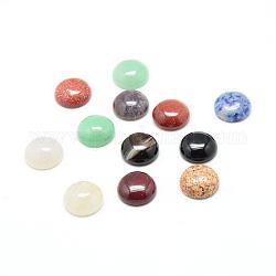 Cabochons de pierres précieuses naturelles et synthétiques, mixedstyle, demi-rond, couleur mixte, 10x5mm
