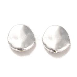 Perles en alliage, Plaqué longue durée, plat rond, couleur d'argent, 11x11x3.5mm, Trou: 1.4mm