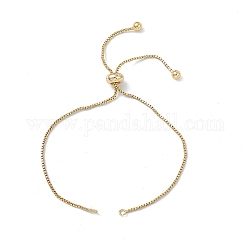 Brass Box Chains Slider Bracelet Makings, Real 18K Gold Plated, 9-5/8 inch(24.4cm), Hole: 1.6mm