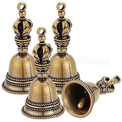 Pendente in ottone, campana con ciondoli a corona, bronzo antico, 46x23mm, Foro: 2 mm