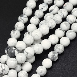 Chapelets de perles en howlite naturelle, ronde, 8mm, Trou: 1mm, Environ 46~47 pcs/chapelet, 15.2~15.5 pouce (38.5~39.5 cm)