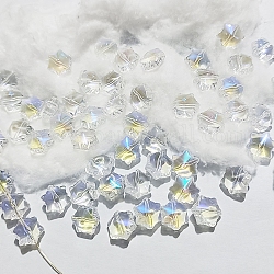Abalorios de vidrio transparentes, Navidad copo de nieve, claro ab, 11.5x10.5x7.5mm, agujero: 1 mm