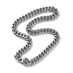 304 in acciaio inossidabile collane a catena Cuban Link, con fermagli a forma di teschio, colore acciaio inossidabile, 24.13 pollice (61.3 cm)