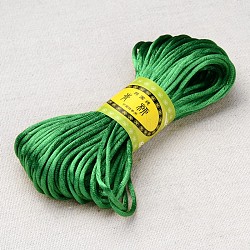 Polyester Rattail Satinschnur, zum chinesischen knoten, Schmuckherstellung, grün, 2 mm, ca. 21.87 Yard (20m)/Bündel, 6 Bundles / bag