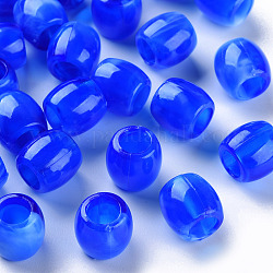 Acryl europäischen Perlen, Nachahmung Edelstein, Großloch perlen, Fass, Blau, 11.5x11 mm, Bohrung: 6 mm
