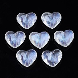Perline acrilico trasparente, polvere di scintillio, cuore, chiaro, 16x19.5x11mm, Foro: 2 mm