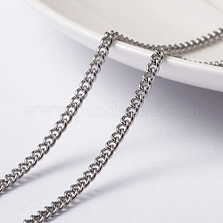 304 Stainless Steel Twisted Chains Curb Chains, Unwelded, with Spool, Stainless Steel Color, 3x2x0.6mm, about 32.8 Feet(10m)/roll