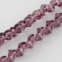 Glass Bead Strands, Faceted, Diamond, Rosy Brown, 5x6mm, Hole: 1mm