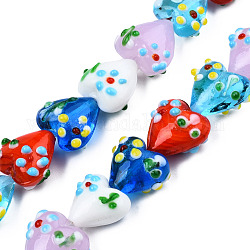 Handmade Bumpy Lampwork Beads Strands, Heart, Colorful, 15~16x15.5~17x10.5~11.5mm, Hole: 1.4~1.8mm, about 26pcs/strand, 14.76 inch(37.5cm)