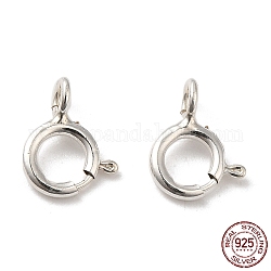 Fermagli in argento sterling anello di primavera, argento, 7x5x1mm, Foro: 1.5 mm