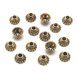 Apetalous Tibetan Style Alloy Flower Bead Caps, Cadmium Free & Lead Free, Antique Golden, 7x3mm, Hole: 2mm