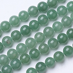 Естественный зеленый авантюрин бисер нитей, круглые, 6~6.5 мм, отверстие : 1 мм, около 62 шт / нитка, 15.51 дюйм