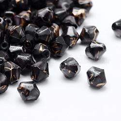 Perles acryliques d'effilage, peint à la bombe, Toupie, noir, 7.5x7.5mm, trou: 1.5 mm, environ 3100 pcs / 500 g