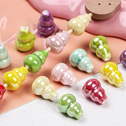 Perles en porcelaine, porcelaine émaillée lumineux, gourde, couleur mixte, 14x11mm, Trou: 1.6mm