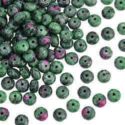 Olycraft 2 Stränge facettierter natürlicher Rubin in Zoisit-Unterlegscheibe-Perlensträngen, gefärbt, 8x5 mm, Bohrung: 1 mm, ca. 76 Stk. / Strang, 15.2 Zoll