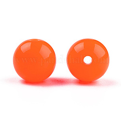 Fluorescent Acrylic Beads, Round, Dark Orange, 8mm, Hole: 1.5mm, about 1700pcs/500g