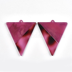 Grandi pendenti in cellulosa acetato (resina), bicolore, triangolo, camelia, 51.5x43x2.5mm, Foro: 1.5 mm
