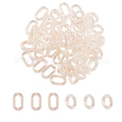 100 Uds. 2 estilos de anillos de unión acrílicos transparentes, conectores de enlace rápido, para hacer cadenas de bordillos, color de ab chapado,  torcedura, claro ab, 23x17x4.5mm, diámetro interior: 13.5 mm, 50 piezas / style