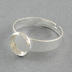 Configuraciones de anillo de almohadilla, ajustable, plano y redondo, plata, plano y redondo: 12 mm, Bandeja: 10 mm, 18mm