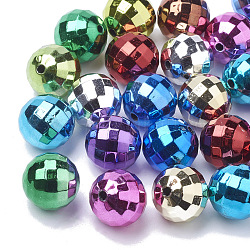 Perles acryliques plaquées par couleur, facette, ronde, couleur mixte, 20mm, Trou: 2.5mm, environ 105 pcs/500 g