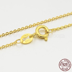 925 cadena de cable de plata de ley collares, con cierres de anillo de resorte, dorado, 16 pulgada, 1.2mm