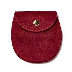 Pochettes de rangement pour bijoux en velours, sacs à bijoux ovales avec bouton pression doré, pour boucle d'oreille, anneaux de stockage, rouge, 8.3x7.7x0.8 cm