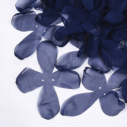 Органза ткань, для поделок ювелирных изделий, цветок, темно-синий, 140~150x100~130 мм, отверстие : 2 мм