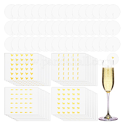 Etichette per bicchieri da vino in carta bianca olycraft, bevi pennarelli vuoti per il favore della festa, con 4 stile di adesivi autoadesivi in carta per cartoni animati, rotondo e piatto, 5.05x0.03cm, 200 pc