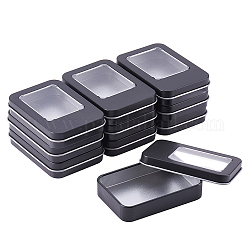 Benecreat 10 упаковка прямоугольных металлических жестяных банок черная луженая коробка с маленьким прозрачным окошком для подарков, сувениров и других аксессуаров, 9.15x6.35x1.71 см