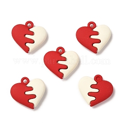 Ciondoli in lega verniciatura a spruzzo, Two Tone, piombo & cadimo libero, cuore, rosso, 15x16x4mm, Foro: 1.6 mm