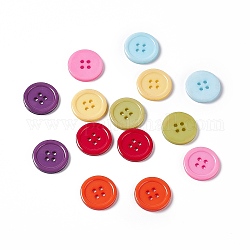 Resin Buttons, Dyed, Flat Round, Mixed Color, 20x3mm, Hole: 2mm, 195pcs/bag