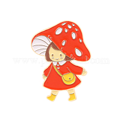 Épingle en émail de fille de champignon de dessin animé pour les femmes, broche en alliage pour vêtements de sac à dos, sac, 28x21mm